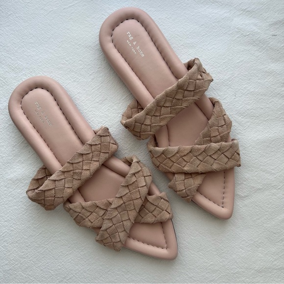 Rag & Bone Peony Braided Suede Pointed Toe Slide Sandal - Picture 2 of 8